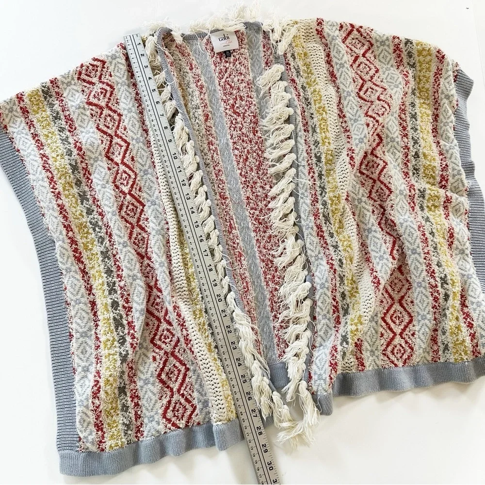 Cabi Womens XS Small Siesta Fringe Boho Poncho Cardigan Sweater 5001